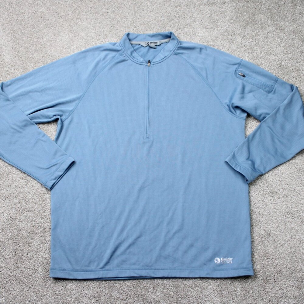 Cabela's Guide Series Sweatshirt Mens Large Blue‎ 1/4 Zip Polyester L/S Pullover